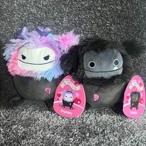 NWT VHTF 5” Valentines Day SET Wallis & Frumpy Big Foot Squishmallows Sasquatch